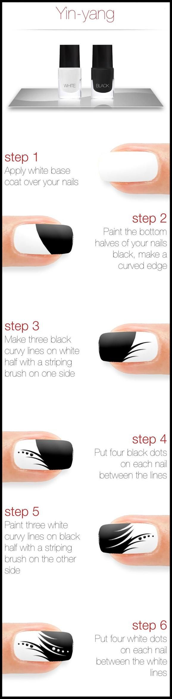 Черно-белые узоры на ногтях