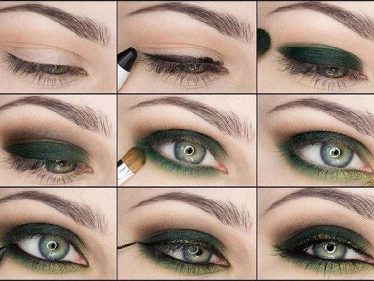 Вечерний макияж для зеленых глаз фото поэтапно