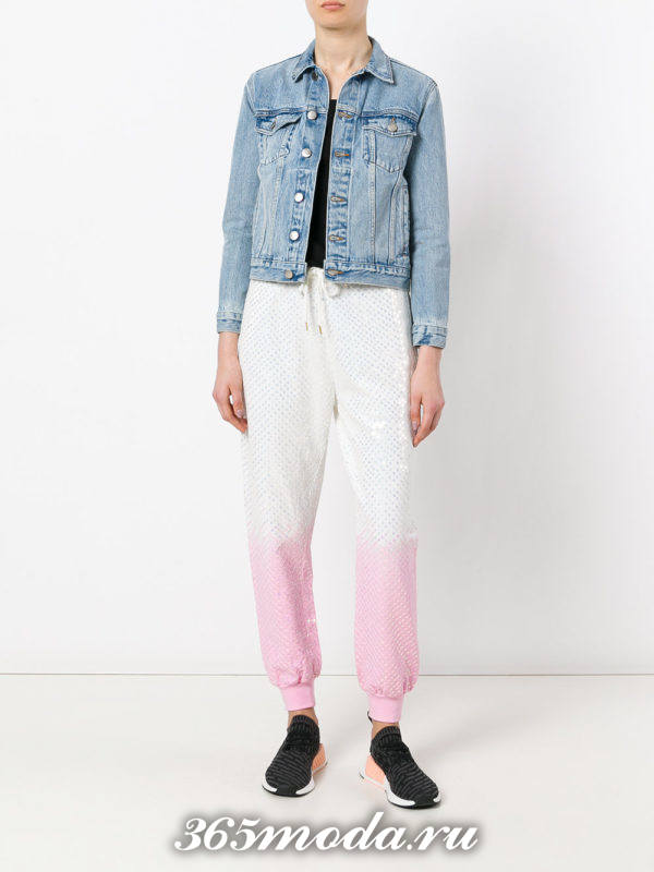 укороченные брюки чинос двухцветные с манжетом