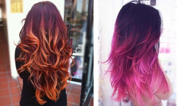 тренды 2019 2020 волосы: омбре рыжее и бордово-розовое