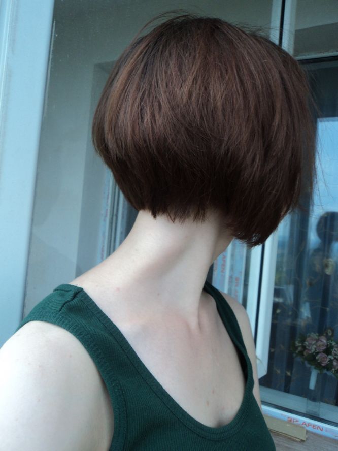 Фото девушка брюнетка с каре со спины   сборка (25)