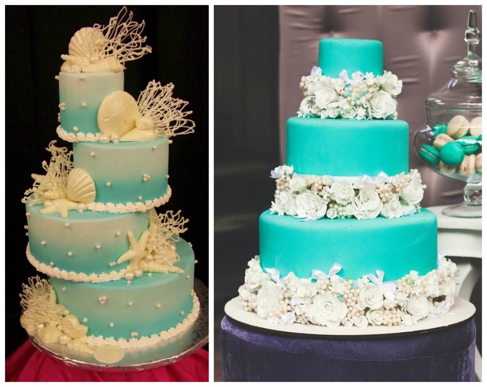 Голубые свадебные торты