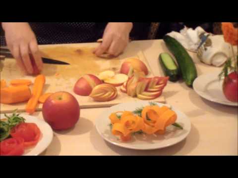 Нарезка овощей и фруктов по технологии карвинг. Украшение новогоднего стола