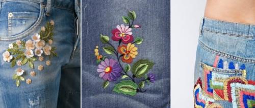 Джинсы с вышивкой цветы. 10 идей, как украсить джинсы вышивкой
