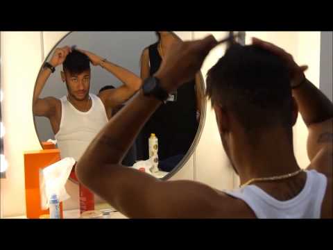 Neymar fixing his hair
