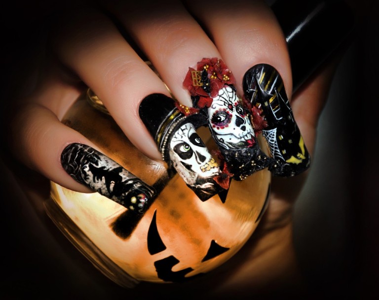 Устрашающий маникюр на Хэллоуин: фото идеи различных дизайнов ногтей