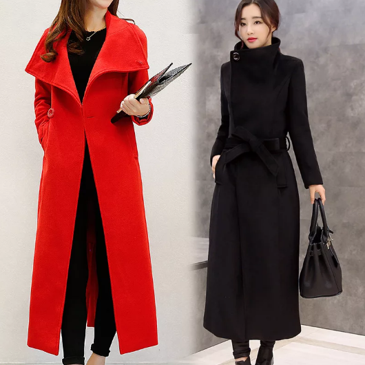 красное и черное пальто для невысоких женщин
