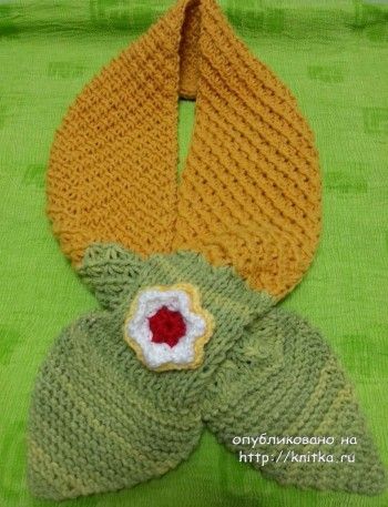 Детские шарфы спицами – работы Майи Ким. Вязание спицами.