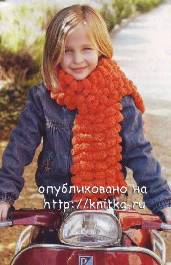 Объемный шарф спицами для девочки. Вязание спицами.
