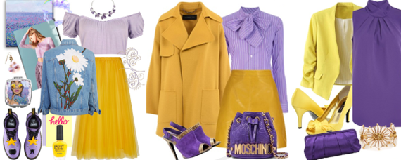сочетание фиолетового и желтого в одежде