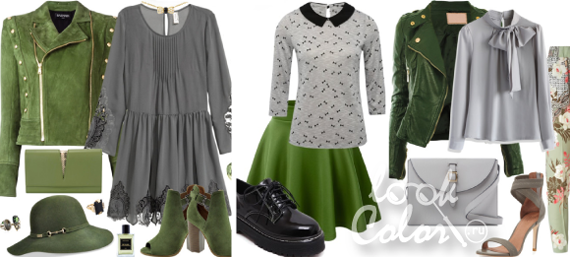 сочетание серого и зеленого цвета в одежде