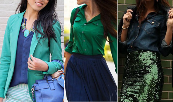 сочетание синего и зеленого цвета в одежде