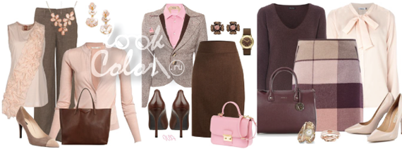 сочетание коричневого и розового цвета в одежде 2