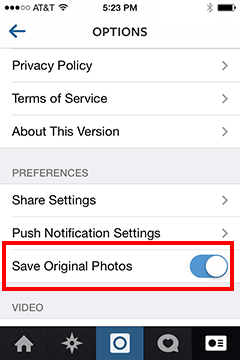 Instagram Photos: save original