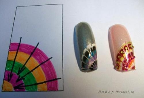 Как нарисовать цветок на ногтях иголкой. Схемы рисунков иголкой на ногтях