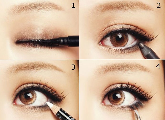 Прорисовка глаз при нанесении японского макияжа