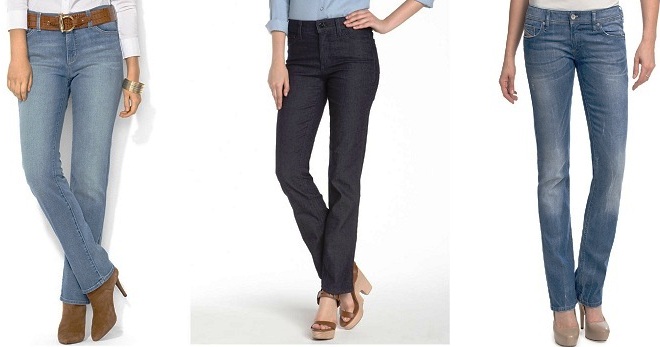 Классические прямые джинсы с завышенной талией