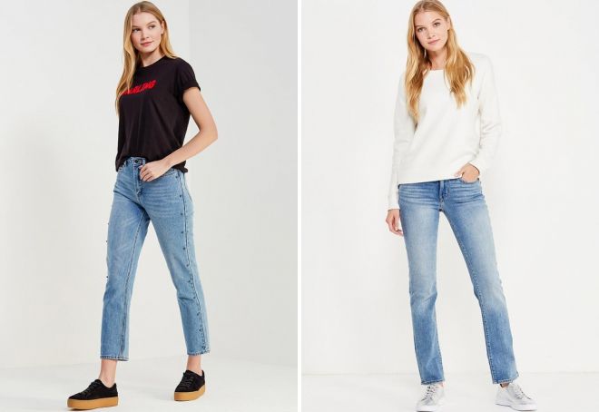 С чем носить женские прямые джинсы