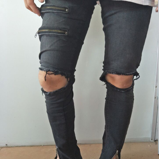 Рваные джинсы мужские черного цвета