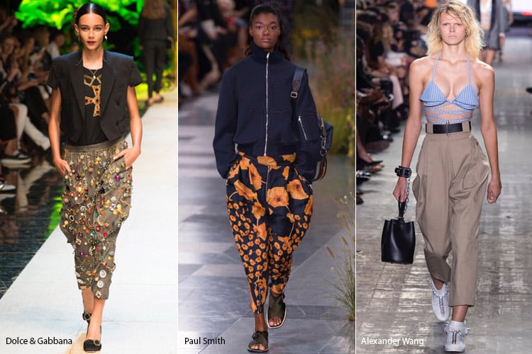 Модели в брюках бананах - модные тенденции весна/лето 2017