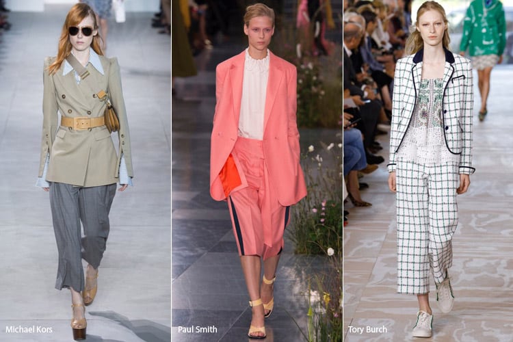 Модели в укороченных широких брюках - модные тенденции весна/лето 2017