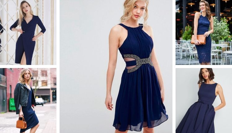 С чем носить синее платье?