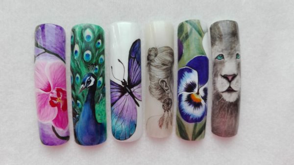 Художественная роспись ногтей, варианты дизайнов с фото