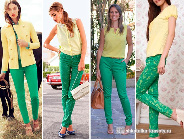 с чем носить зеленые брюки