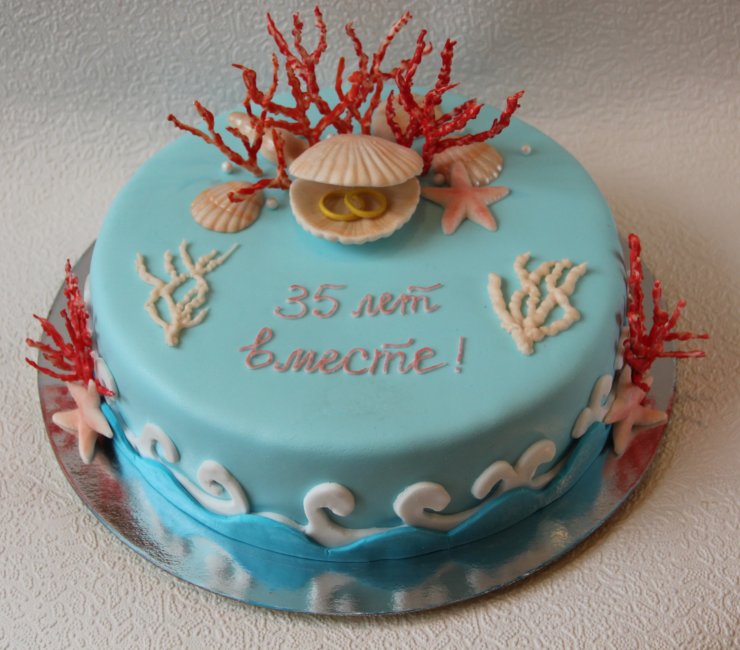 Торт на коралловую свадьбу (35 лет)