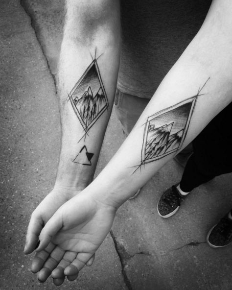 Mountains Sketch Style Tattoos by Inez Janiak