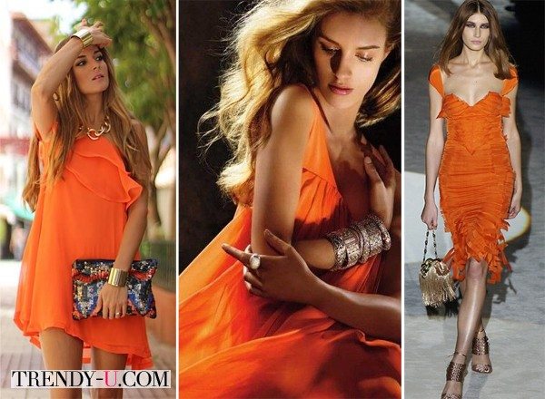 Аксессуары и украшения к оранжевому платью