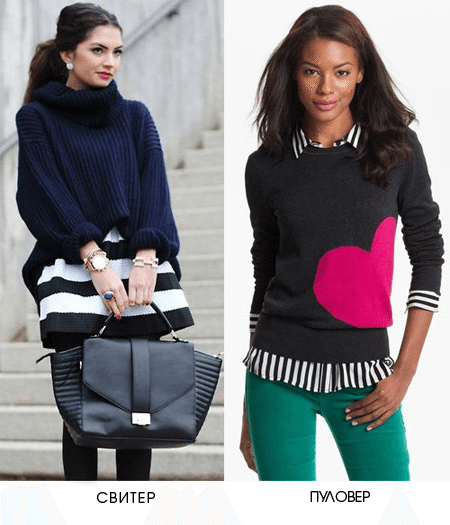 Разница между свитером и джемпером / пуловером