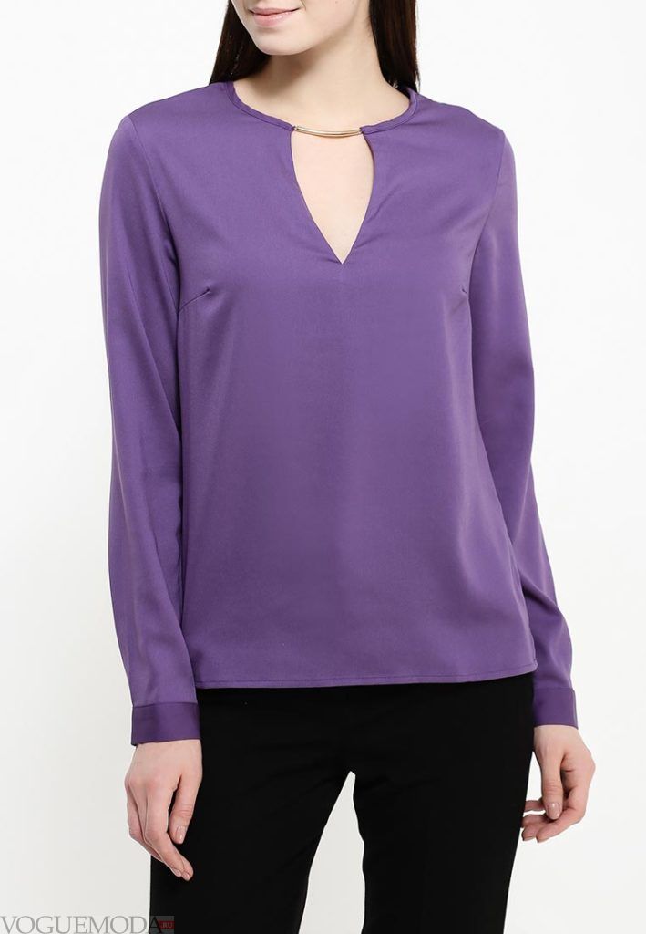 блузка с длинным рукавом фиолетовая