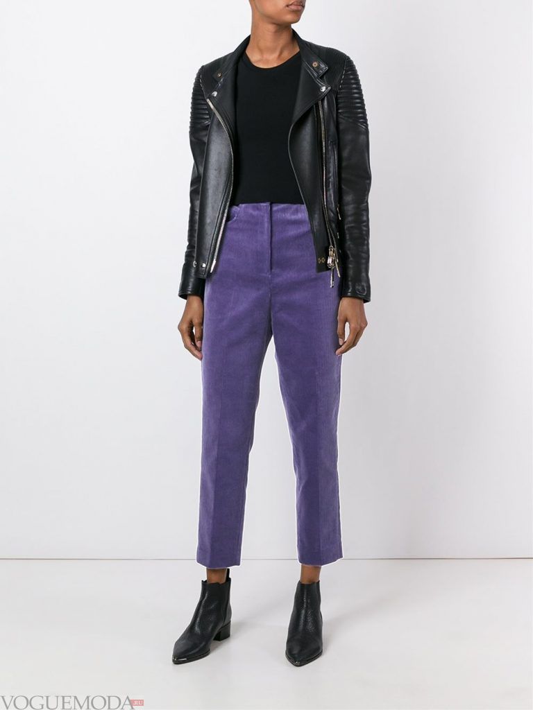 брюки с высокой посадкой фиолетовые