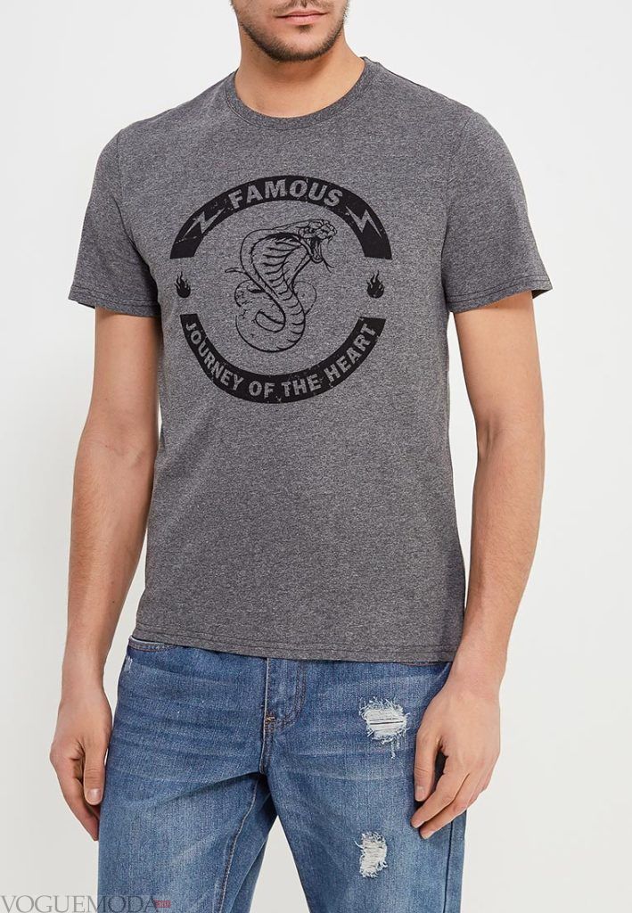 мужская серая футболка с логотипом