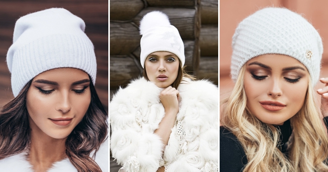 Белая шапка – 70 фото модных головных уборов для девушек и женщин