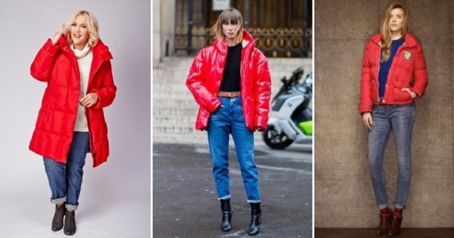 С чем носить красный пуховик – идеи модных образов для девушек и женщин