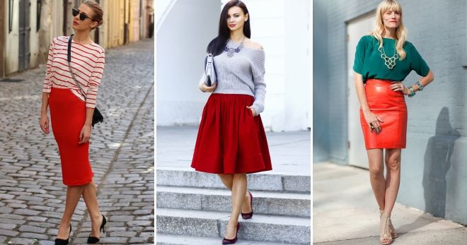 С чем носить красную юбку – фото-обзор самых модных образов