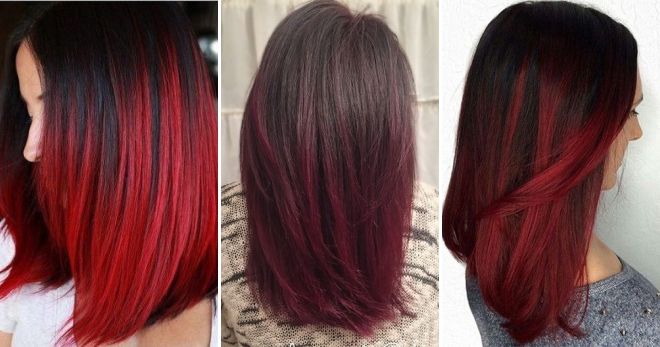 Красный цвет волос омбре