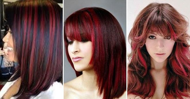 Мелирование волос красным цветом