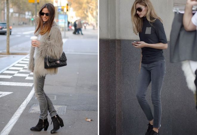 с чем носить женские серые джинсы 2019