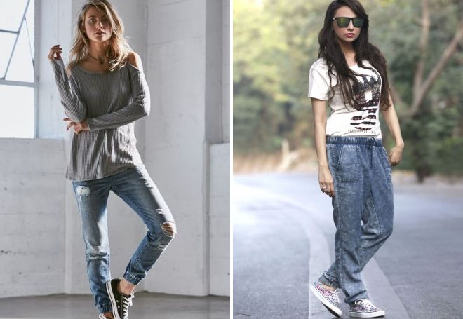модные женские джинсы на резинке
