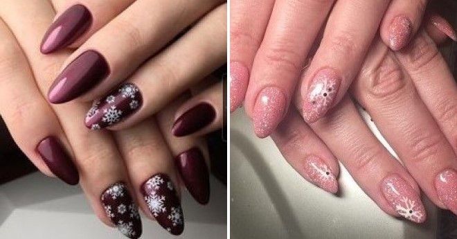 роспись на ногтях снежинки