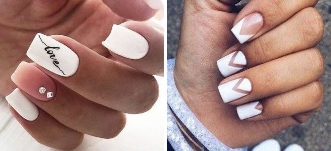 белые квадратные ногти дизайн