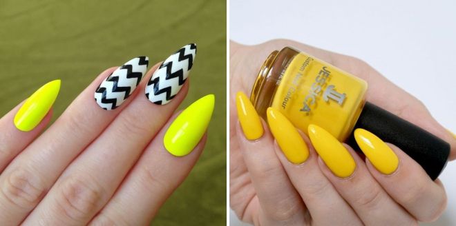ярко желтые ногти дизайн