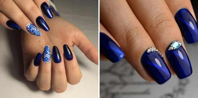 дизайн ногтей в темно синем цвете 2018