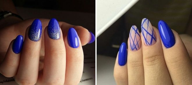 синий дизайн ногтей на длинные ногти