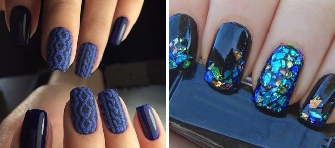 темно синий дизайн ногтей 2018
