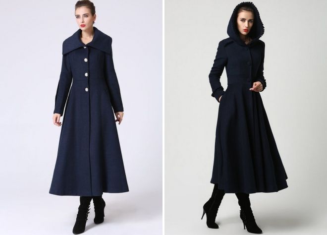 приталенное женское длинное пальто