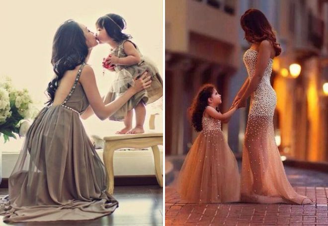 вечерние платья для мамы и дочки
